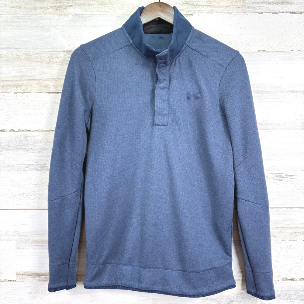 Under Armour Golf Storm 1/4 Snap Pullover Sweater Mens S Blue Coldgear‎